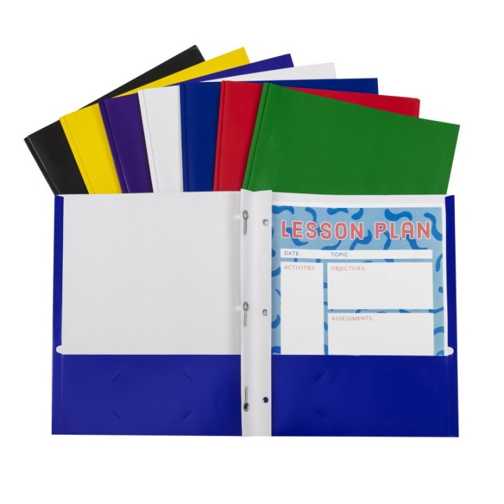 C-Line® Two-Pocket Paper Portfolios with Prongs, Assorted Colors, Pack of 100