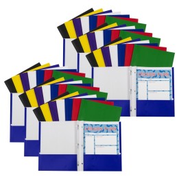 C-Line® Two-Pocket Paper Portfolios with Prongs, Assorted Colors, Pack of 48