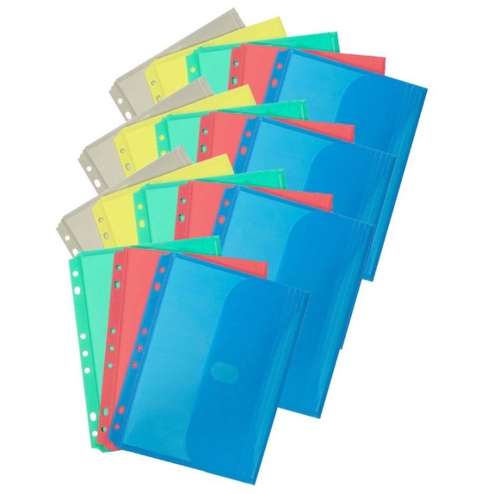 C-Line® Mini Size Binder Pocket, Side Loading, Assorted, Pack of 18