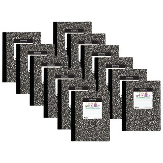 C-Line® Composition Notebook, Primary Ruled, Black Marble, Pack of 12
