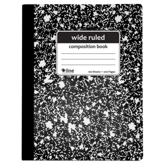 C-Line® Composition Notebook, 100 Page, Wide Ruled, Black Marble