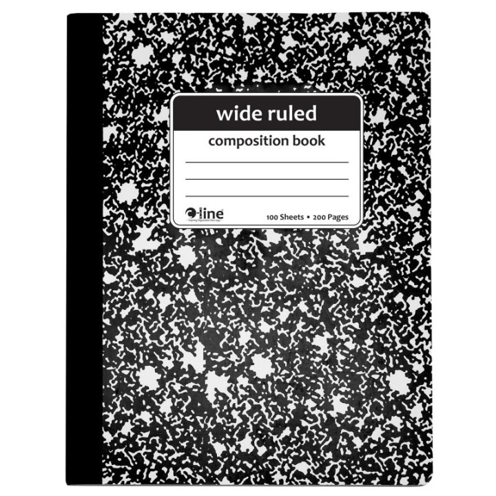 C-Line® Composition Notebook, 100 Page, Wide Ruled, Black Marble