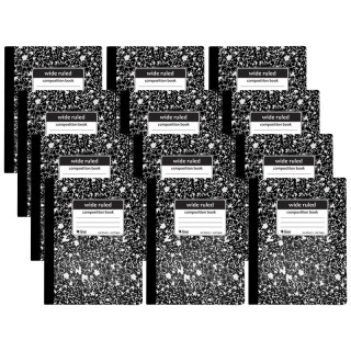 C-Line® Composition Notebook, 100 Page, Wide Ruled, Black Marble, Pack of 12
