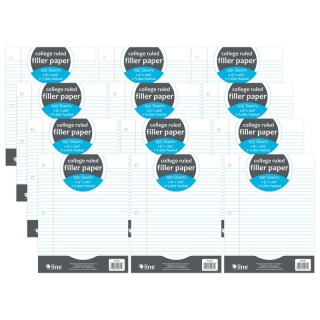 C-Line® Filler Paper, College Ruled, 8" x 10-1/2", White, 100 Sheets Per Pack, 12 Packs