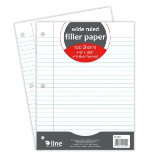 C-Line® Filler Paper, Wide Ruled, 8" x 10-1/2", White, 100 Sheets