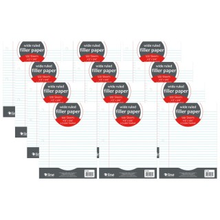 C-Line® Filler Paper, Wide Ruled, 8" x 10-1/2", White, 100 Sheets Per Pack, 12 Packs