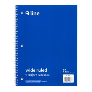 C-Line® 1-Subject Notebook, 70 Page, Wide Ruled, Blue