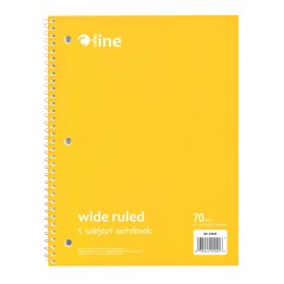 C-Line® 1-Subject Notebook, 70 Page, Wide Ruled, Yellow