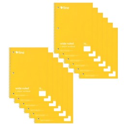 C-Line® 1-Subject Notebook, 70 Page, Wide Ruled, Yellow, Pack of 12