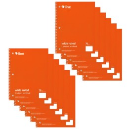 C-Line® 1-Subject Notebook, 70 Page, Wide Ruled, Orange, Pack of 12