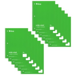 C-Line® 1-Subject Notebook, 70 Page, Wide Ruled, Green, Pack of 12