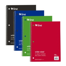C-Line® 3-Subject Notebook, Wide Ruled, 120 Sheets, Assorted Colors