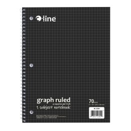 C-Line® 1-Subject Notebook, 4 x 4 Graph Ruled, Black
