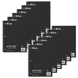 C-Line® 1-Subject Notebook, 4 x 4 Graph Ruled, Black, Pack of 12