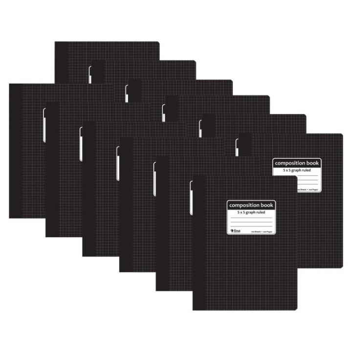 C-Line® Composition Notebook, 5 x 5 Graph Ruled, Black, Pack of 12