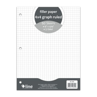 C-Line® Filler Paper, 4 x 4 Graph Ruled, White, 80 Sheets