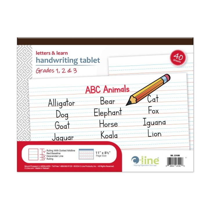 C-Line® Letters & Learn Handwriting Tablet, 40 Sheets, 11" x 8-1/2"