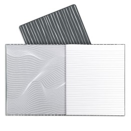 C-Line® Professional Hardbound Notebook, 96 Page, College Ruled, 8-1/2" x 10-7/8", Charcoal & White Stripes