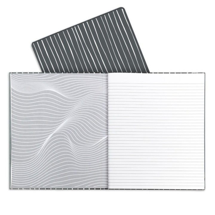 C-Line® Professional Hardbound Notebook, 96 Page, College Ruled, 8-1/2" x 10-7/8", Charcoal & White Stripes