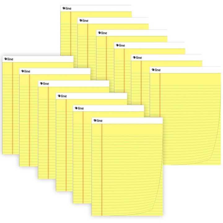 C-Line® Legal Pad, Wide Ruled, Yellow, 50 Sheets, Pack of 12