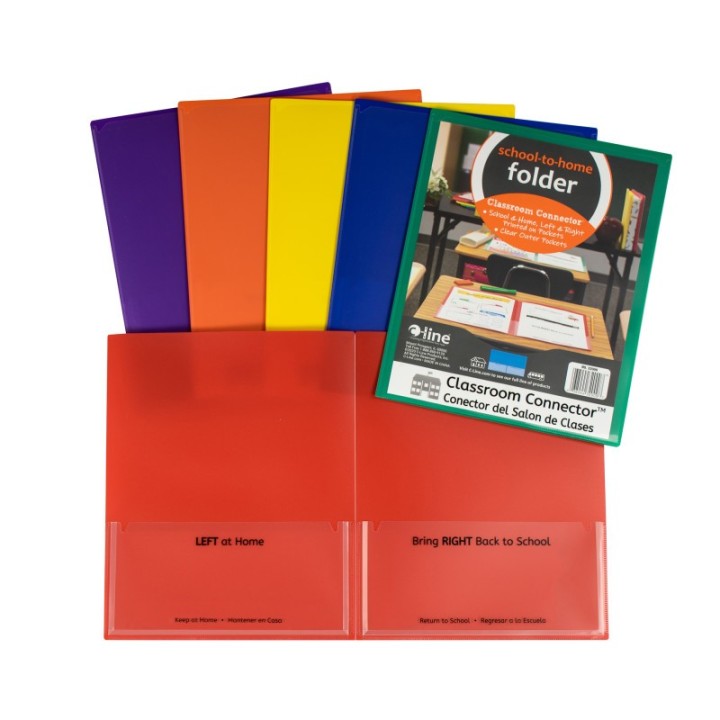 C-Line® Classroom Connector™ School-To-Home Folders, Assorted Colors, Pack of 36