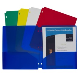 C-Line® Two-Pocket Heavyweight Poly Portfolio Folder with Three-Hole Punch, Assorted Primary Colors, 10/Pack