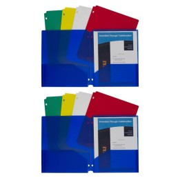 C-Line® Two-Pocket Heavyweight Poly Portfolio Folder with Three-Hole Punch, Assorted Primary Colors, 10 Per Pack, 2 Packs