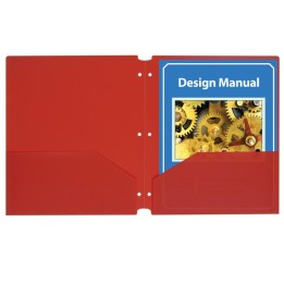 C-Line® Two-Pocket Poly Portfolios with Three-Hole Punch, Red, Box of 25