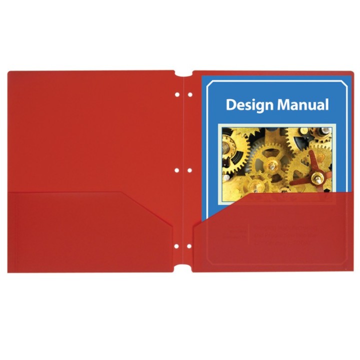 C-Line® Two-Pocket Poly Portfolios with Three-Hole Punch, Red, Box of 25