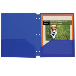C-Line® Two-Pocket Poly Portfolios with Three-Hole Punch, Blue, Box of 25