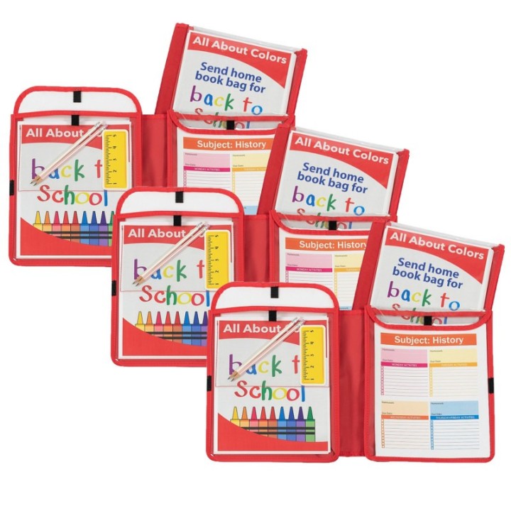 C-Line® Homework Connector Folder, Red, Pack of 3