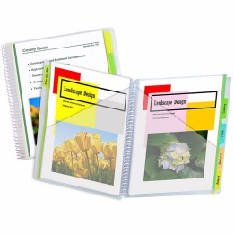 C-Line® 10-Pocket Poly Portfolio with Write-On Index Tabs, Spiral Bound, 5-Tab, Clear with Assorted Color Tabs