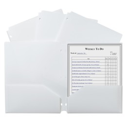 C-Line® C-Line® Two-Pocket Poly Portfolio with Three-Hole Punch, White
