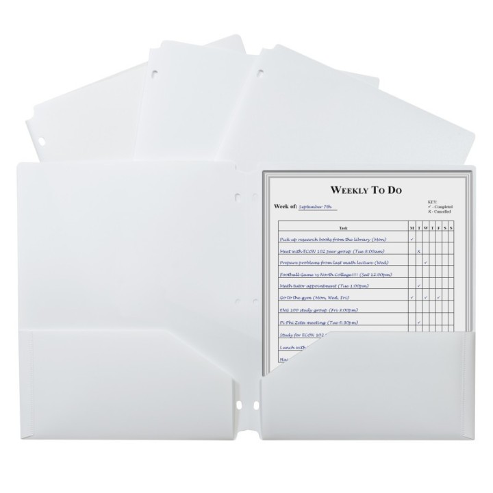 C-Line® C-Line® Two-Pocket Poly Portfolio with Three-Hole Punch, White