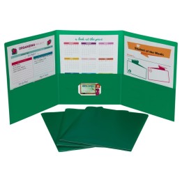 C-Line® Tri-Fold Portfolio, Heavyweight Poly, Green, 1 Each