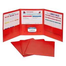 C-Line® 3-Pocket Poly Portfolio, Red, Box of 24