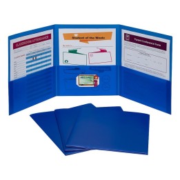 C-Line® 3-Pocket Poly Portfolio, Blue, Box of 24