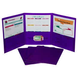 C-Line® Tri-Fold Portfolio, Heavyweight Poly, Purple, 1 Each