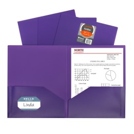 C-Line® Two-Pocket Heavyweight Poly Portfolio Folder, Purple,1 Each