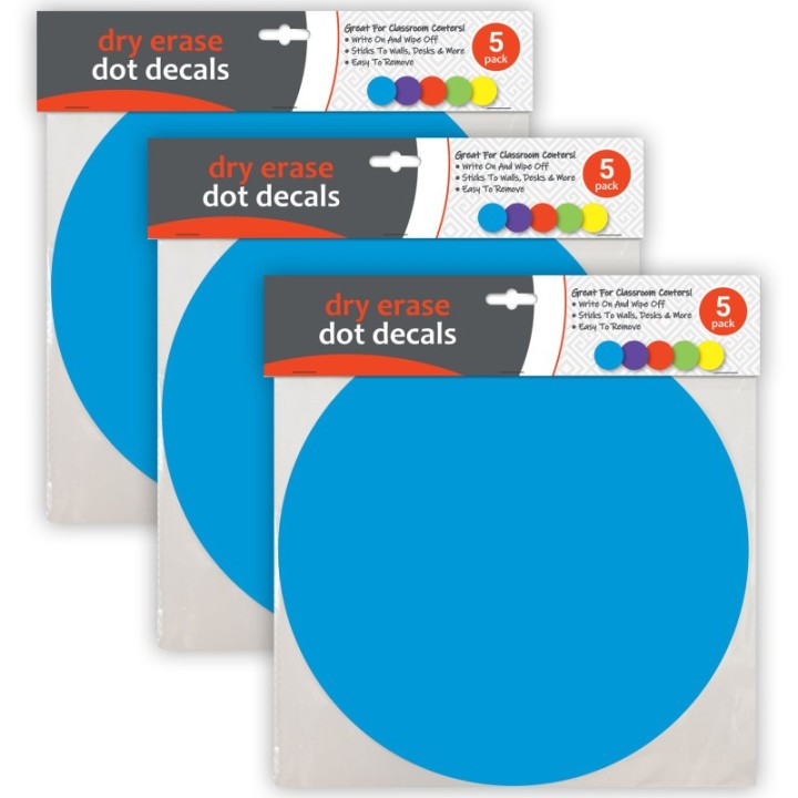 C-Line® Dry Erase Dot Decals, Assorted, 11", 5 Per Pack, 3 Packs