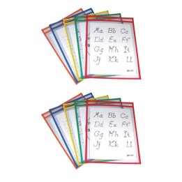 C-Line® Reusable Dry Erase Pockets, Primary Colors, 9" x 12", 5 Per Pack, 2 Packs