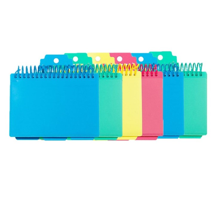 C-Line® Spiral Bound Index Card Notebook with Index Tabs, Assorted Tropic Tones Colors, Pack of 6