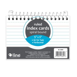 C-Line® Spiral Bound Index Card Notebook, 3" x 5", 50 Cards, Ruled