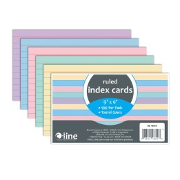 C-Line® Index Cards, 3" x 5", Assorted Colors, Ruled, Pack of 100