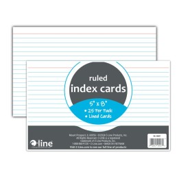 C-Line® Index Cards, 5" x 8", White, Ruled, Pack of 25