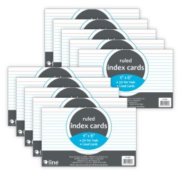 C-Line® Index Cards, 5" x 8", White, Ruled, 25 Per Pack, 10 Packs