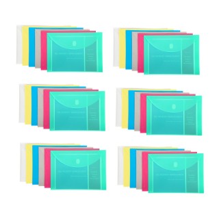 C-Line® Poly XL Reusable Envelope, Letter Size, Side Load, Assorted, Pack of 36