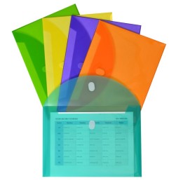 C-Line® XL Reusable Envelopes, Hook and Loop Closure, 8 1/2 x 11, Assorted Colors, Pack of 10