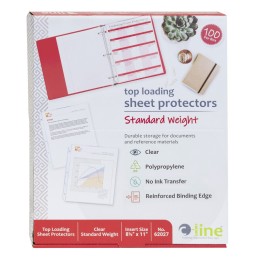C-Line® Standard Weight Poly Sheet Protectors, Clear, Top Loading, 11" x 8-1/2", box of 100