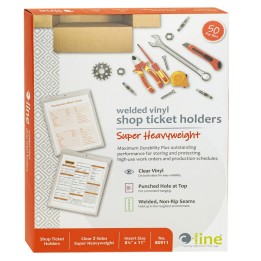 C-Line® Vinyl Shop Ticket Holders, Welded, Both Sides Clear, 8-1/2" x 11", Box of 50